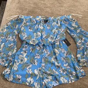 Off shoulder floral romper